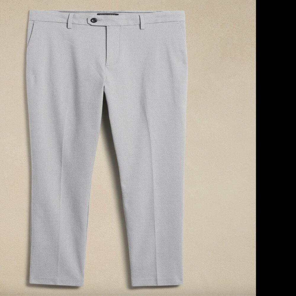 Banana Republic Herringbone Grayson Tapered Pant, Light Gray, 33x30, EUC
